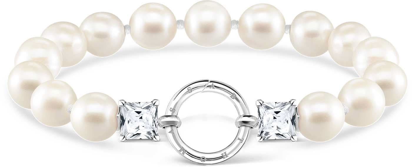 Bracelet en perles en argent sterling 925 avec pierre de cristal et fermoir rond