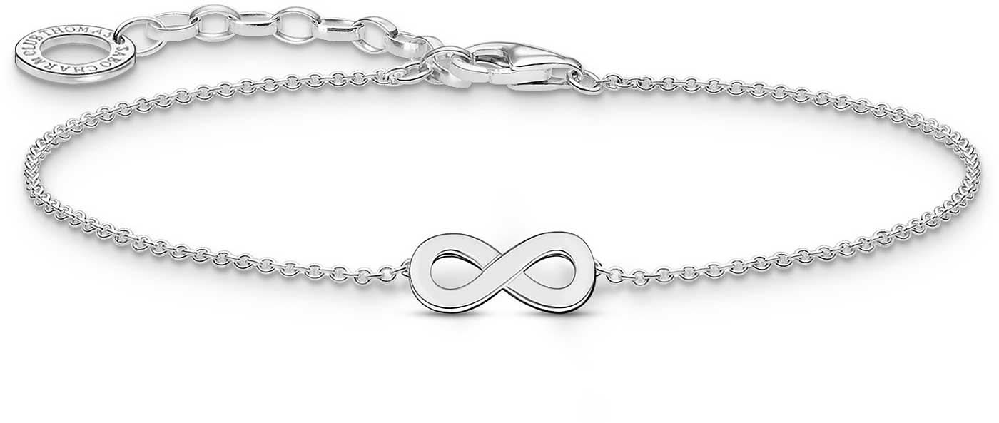 Bracelet en argent avec pendentif infini sur fine chaîne à maillons et fermoir mousqueton