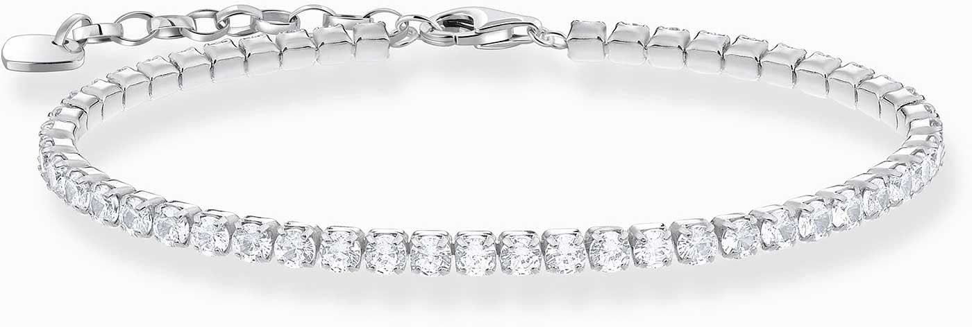 Bracelet tennis en métal argenté avec oxydes de zirconium blancs