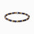 Bracelet en perles avec perles de pierre bleu foncé, marron et beige, rondes