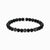 Bracelet en perles d'obsidienne avec accent noir scintillant et éléments ronds en zircone cubique