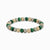 Bracelet en perles de pierre : perles rondes vert-beige avec intercalaire de couleur métal