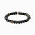 Bracelet en perles avec perles de pierre noire et accents d'œil de tigre, avec un fermoir en métal