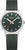 Bracelet unisexe avec cadran vert foncé, boîtier argenté et bracelet en textile vert.