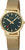 Bracelet de montre unisexe avec boîtier doré, bracelet en maille et cadran vert foncé