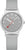 Bracelet unisexe avec bracelet textile gris, boîtier argenté et cadran gris.