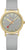 Montre unisexe Mondaine avec bracelet textile gris, lunette dorée et cadran gris