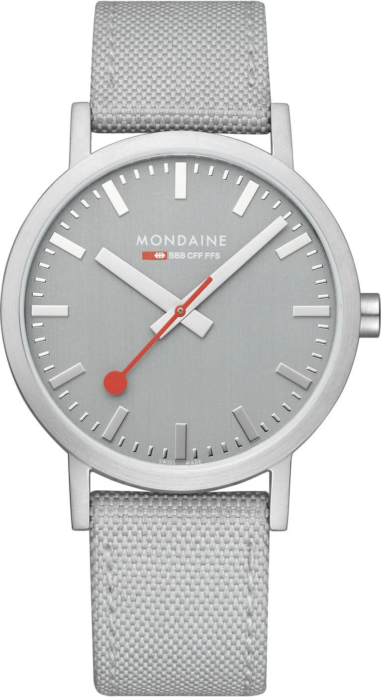 Montre unisexe avec boîtier argenté, bracelet textile gris et cadran gris