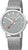 Montre homme avec bracelet milanais argenté, cadran rond gris et aiguille des secondes rouge.
