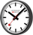 Horloge murale avec cadran blanc, aiguilles noires et trotteuse rouge, bordure argentée