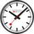 Horloge murale avec cadran blanc, aiguilles noires et trotteuse rouge, bordure noire