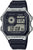 Montre Casio pour homme avec bracelet foncé, boîtier argenté et affichage numérique de l'heure mondiale