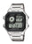 Montre numérique homme avec cadran noir et bracelet acier inoxydable argenté, Casio