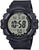 Montre homme avec cadran numérique, boîtier noir et bracelet en caoutchouc noir