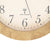 Horloge murale avec chiffres romains, aspect bois beige et aiguilles ; logo radio-piloté visible