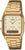Montre Casio Vintage avec bracelet en métal doré, affichage analogique et numérique.