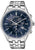 Montre homme avec cadran bleu, design chronographe et bracelet en acier inoxydable