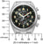Bracelet de montre pour homme avec cadran noir, boîtier argenté et affichages chronographes