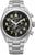 Bracelet de montre pour homme avec bracelet en métal argenté et cadran noir