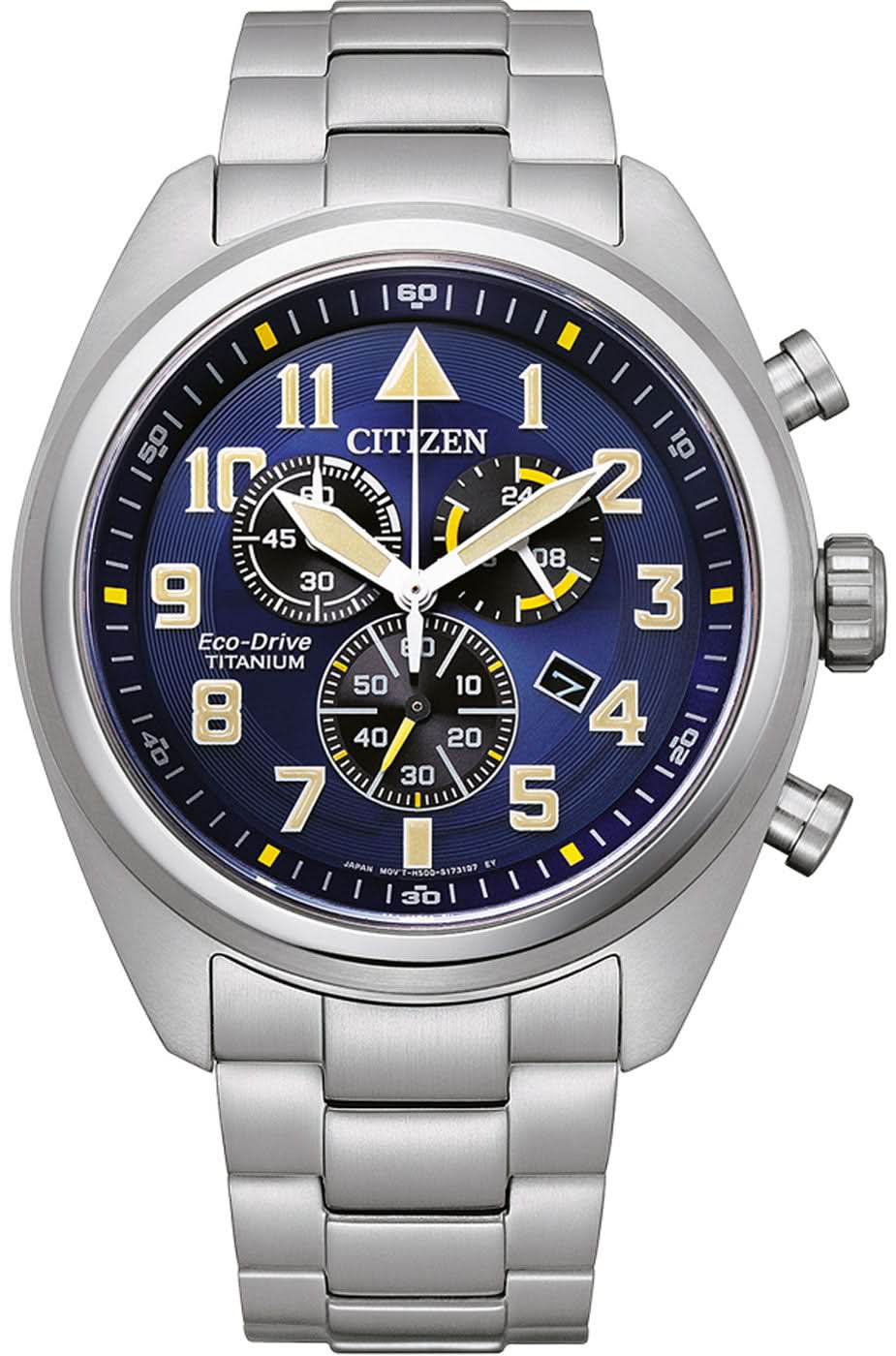 Montre Citizen pour homme avec cadran bleu, look chronographe et bracelet en acier inoxydable