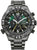 Montre homme avec cadran vert, lunette noire et bracelet en métal