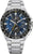 Montre connectée Citizen avec cadran bleu, index luminescents et bracelet en métal