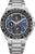 Montre bracelet pour homme avec cadran bleu, sous-cadrans chrono et bracelet en acier inoxydable.