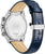 Montre bracelet pour homme - Dos : boîtier en acier inoxydable argenté, bracelet en cuir bleu, boucle ardillon