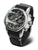 Montre pour homme : bracelet en cuir noir, cadran noir, boîtier en acier argenté