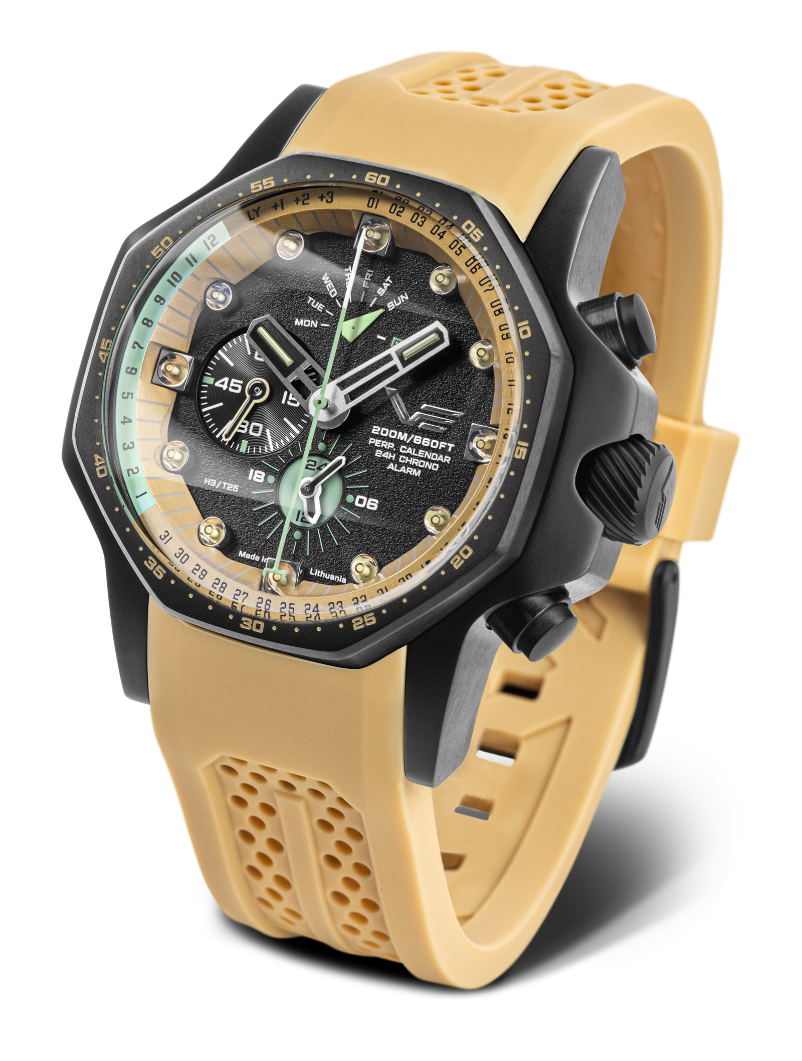 Herrklocka Vostok Europe Atomic Age med beige silikonarmband