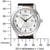 Montre Citizen pour homme avec boîtier argenté, bracelet en cuir noir et cadran blanc