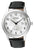 Montre Citizen pour homme avec boîtier argenté, bracelet en cuir noir et cadran blanc