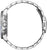 Montre en acier inoxydable vue de côté avec protège-couronne et maillons en métal