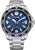 Montre homme avec cadran bleu, Eco-Drive, bracelet en acier inoxydable et lunette tachymètre