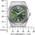 Montre pour homme avec cadran vert, lunette ronde et bracelet en métal