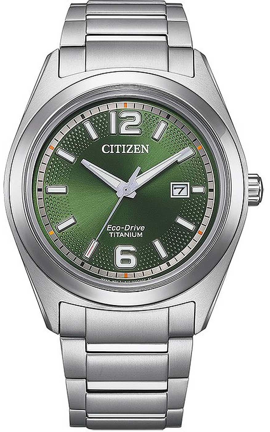 Montre Citizen pour homme avec cadran vert, bracelet en métal et affichage à 3 aiguilles