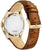 Citizen Herrenuhr mit braunem Lederarmband, goldfarbenem Gehäuseboden und weißem Zifferblatt