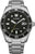 Herrenuhr mit schwarzem Zifferblatt, Edelstahlarmband und analogen Zeigern