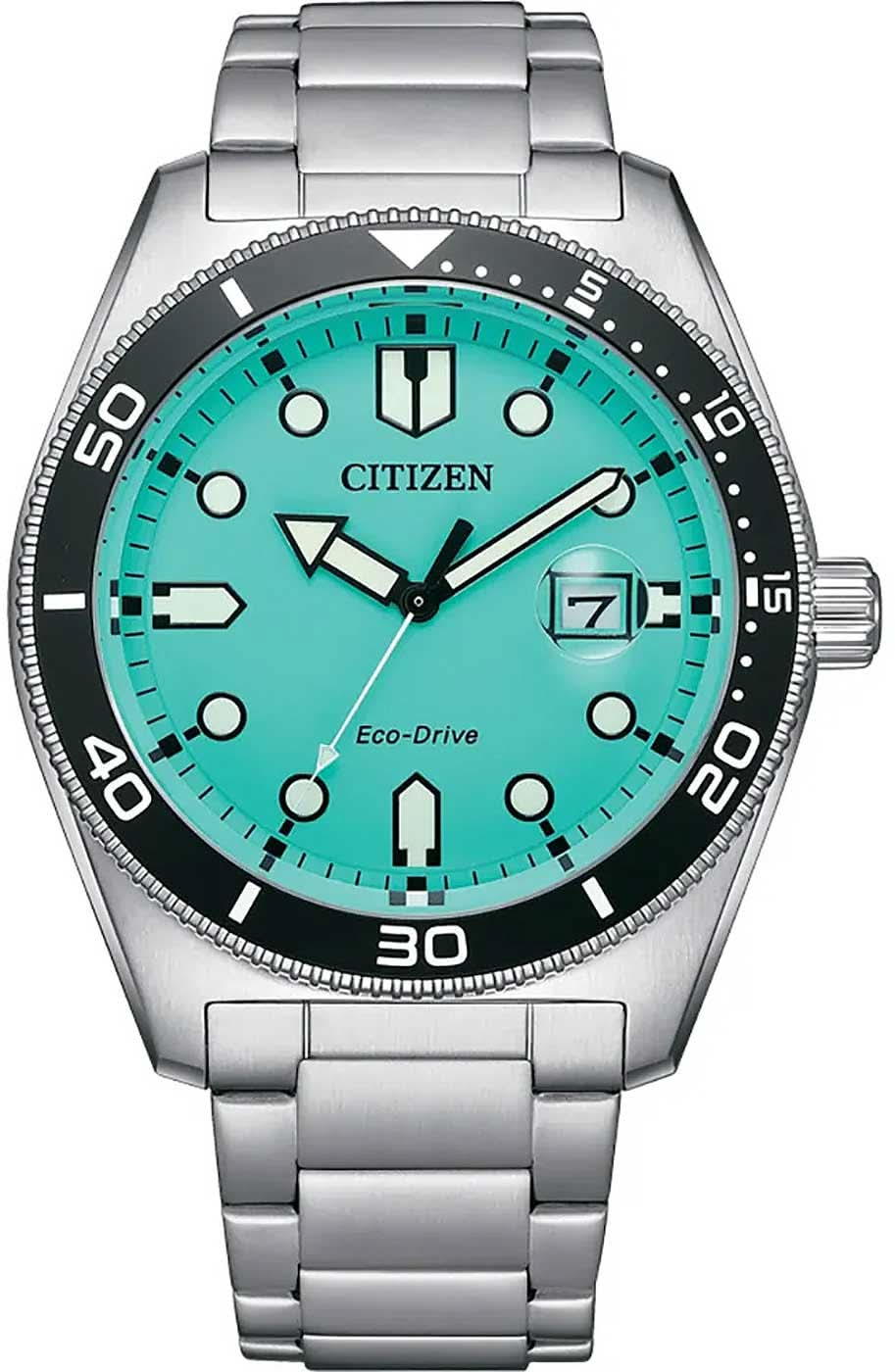 Bracelet pour homme avec cadran turquoise et bracelet en acier inoxydable argenté