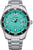 Bracelet pour homme avec cadran turquoise et bracelet en acier inoxydable argenté