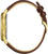 Herrenuhr mit braunem Lederband und goldener Lünette, Seitenansicht