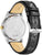 Dos d'une montre bracelet pour homme avec bracelet en cuir noir et boîtier argenté