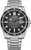 Montre pour homme avec bracelet en acier inoxydable argenté et cadran noir