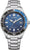 Montre Citizen pour homme : cadran bleu avec date à 7h, bracelet en acier inoxydable
