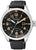 Bracelet de montre pour homme avec bracelet textile noir et cadran noir, index jaunes