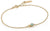 Bracelet doré à maillons et petites breloques sphériques, pierre bleue