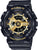 Montre pour femme avec bracelet en plastique noir, index dorés et affichage numérique