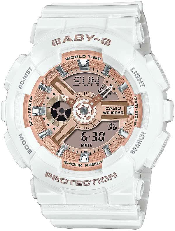 Casio Baby-G montre pour femme avec boîtier blanc et cadran orange, affichage numérique