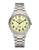 Montre pour homme avec bracelet en métal argenté et cadran clair à index noirs