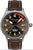 Montre homme avec bracelet en cuir marron, boîtier rond et cadran marron